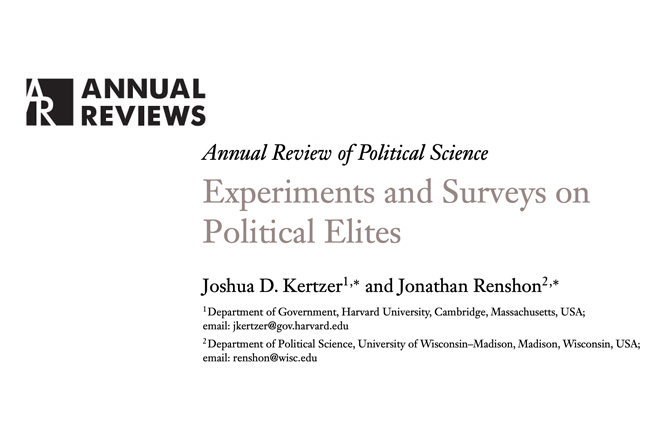 Experiments and Surveys on Political Elites