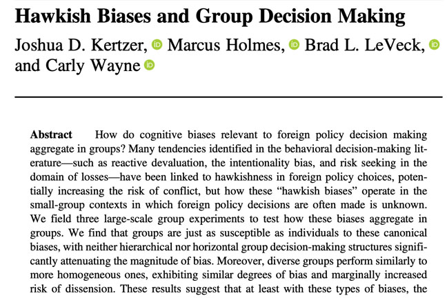 Hawkish Biases and Group Decision-Making